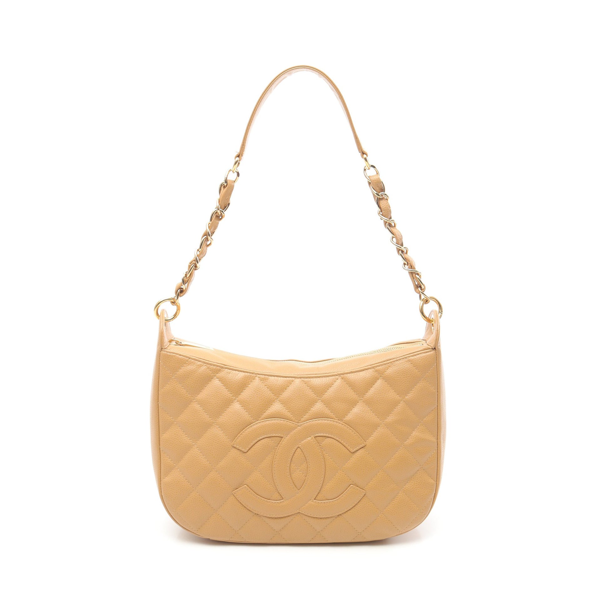 マトラッセ チェーンショルダーバッグ ワンショルダーバッグ キャビアスキン ベージュ ゴールド金具 シャネル バッグ CHANEL