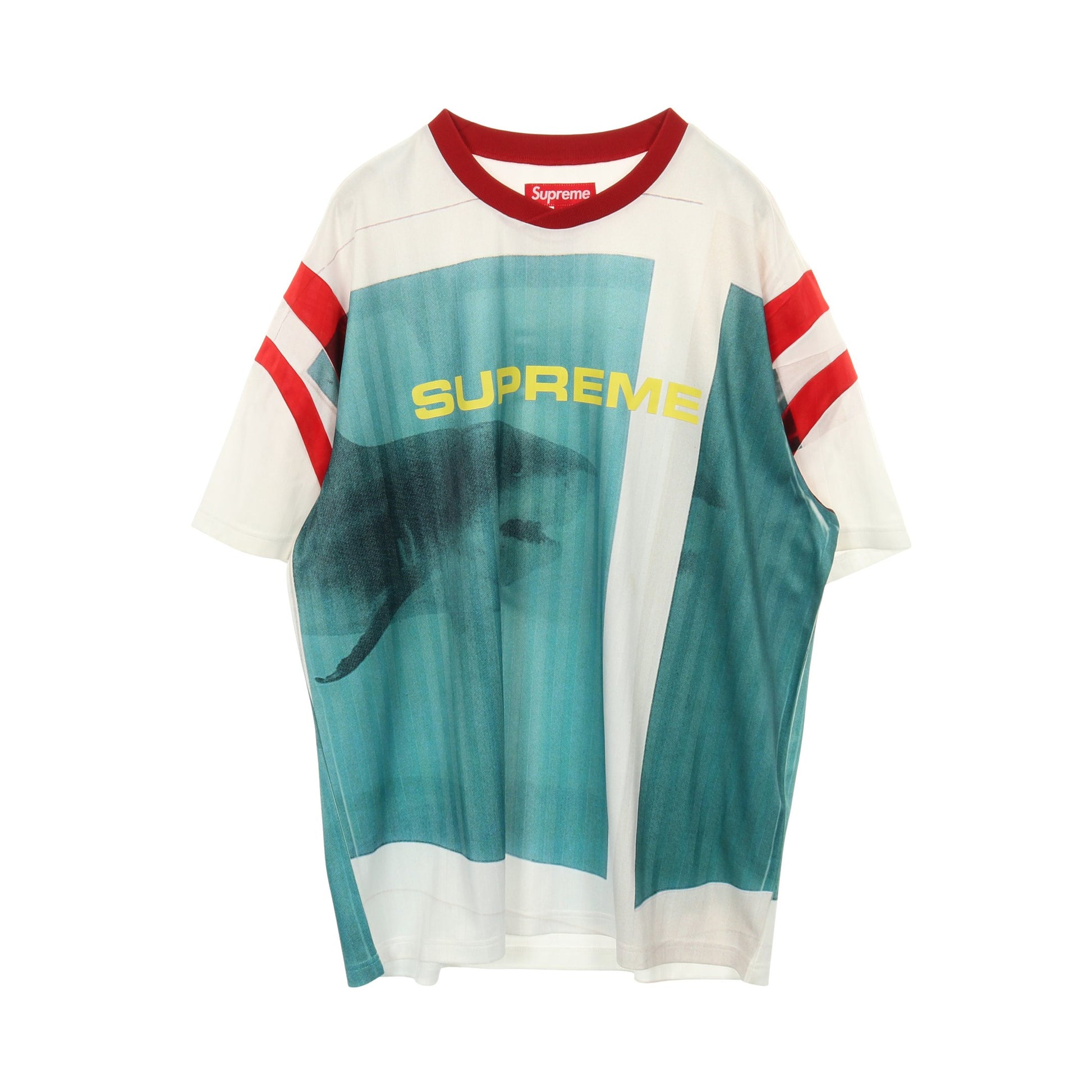 SUPREME × DAMIEN HIRST SOCCER JERSEY Tシャツ 鮫 ホワイト エメラルドグリーン レッド シュプリーム トップス Supreme