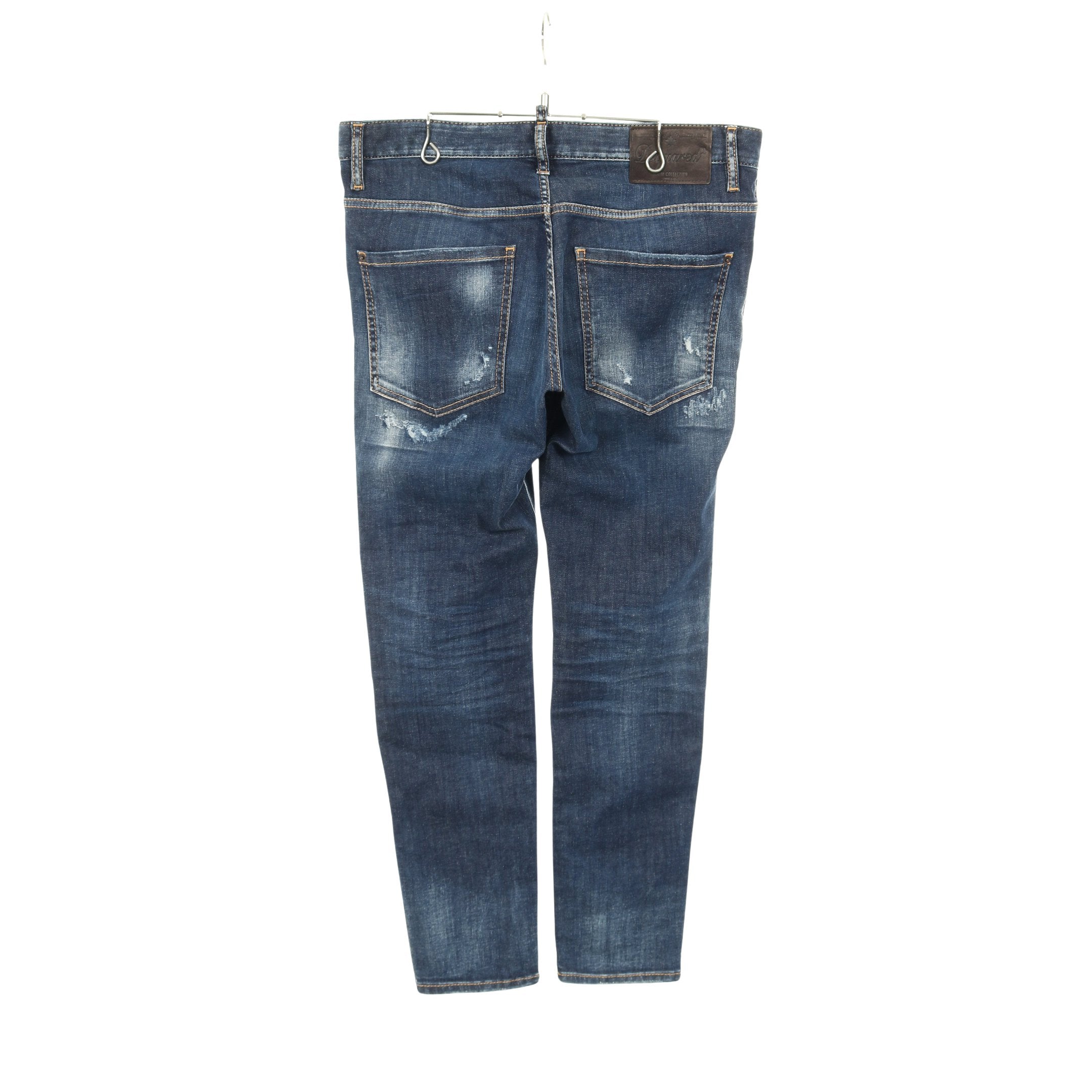 デニムパンツ コットン インディゴブルー ボタンフライ ダメージ加工