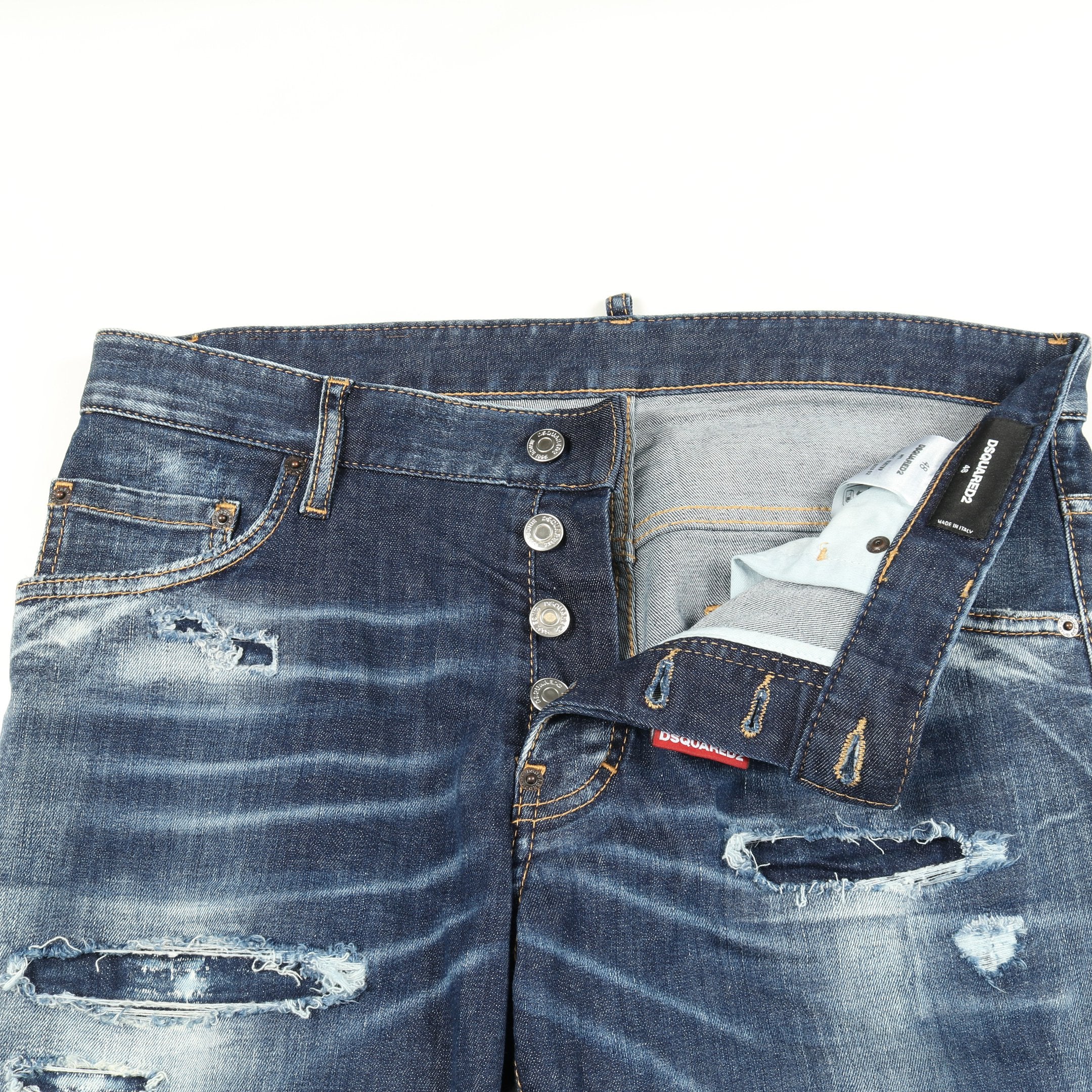 デニムパンツ コットン インディゴブルー ボタンフライ ダメージ加工 デニムパンツ コットン インディゴブルー ボタンフライ ダメージ加工