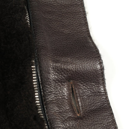ニット ジャケット ブルゾン ウール レザー ダークグレー エルメス アウター HERMES