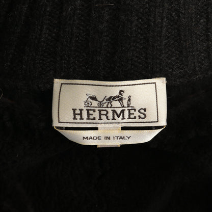 ニット ジャケット ブルゾン ウール レザー ダークグレー エルメス アウター HERMES