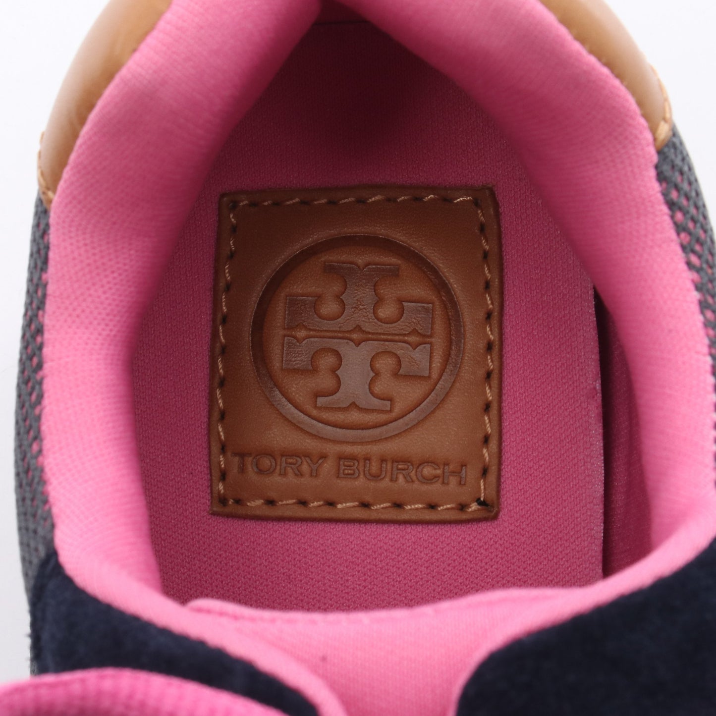 スニーカー ファブリック レザー ネイビー ピンク ブラウン トリーバーチ シューズ TORY BURCH