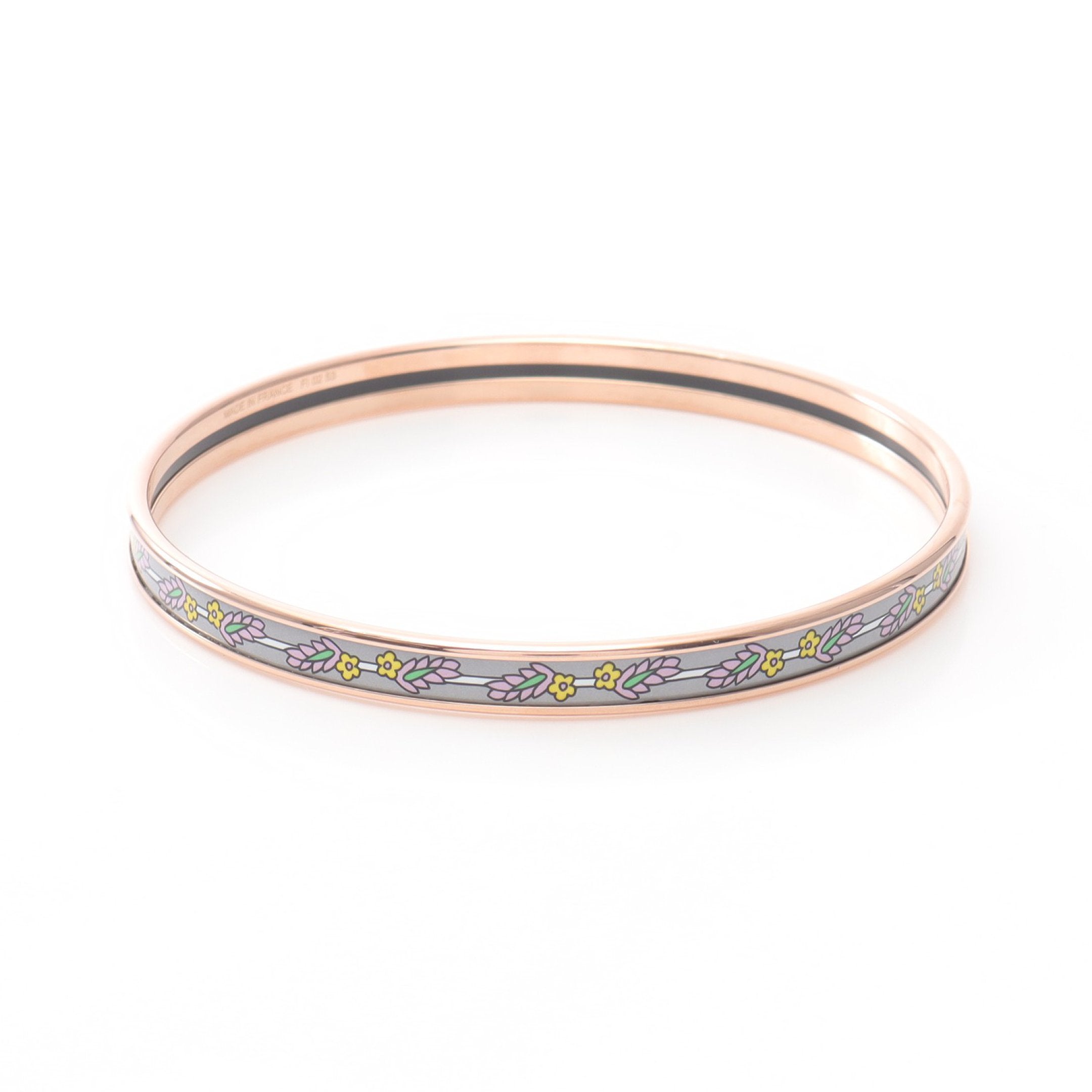 エマイユ ユニ バングル GP 七宝 ピンクゴールド グレー マルチカラー