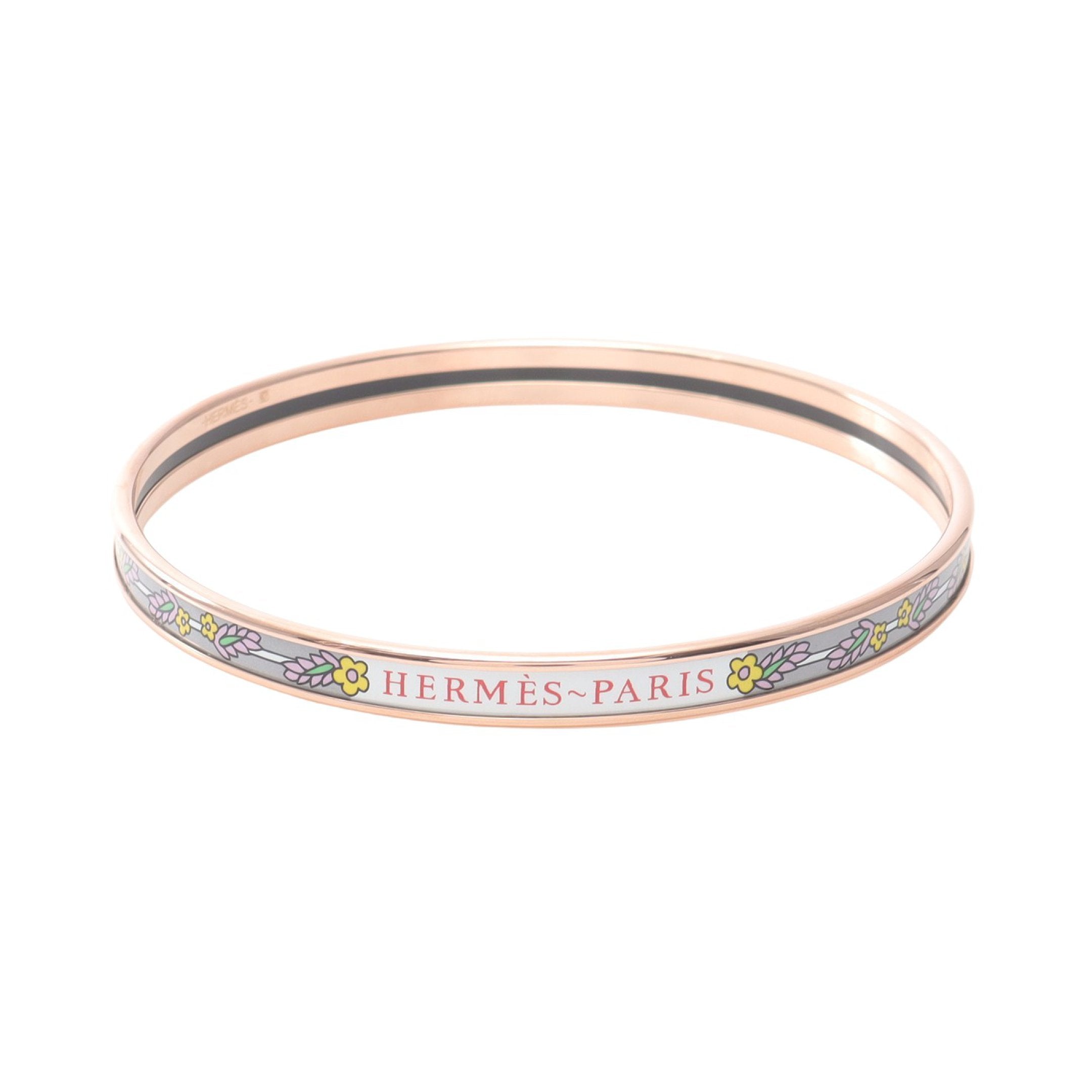 エマイユ ユニ バングル GP 七宝 ピンクゴールド グレー マルチカラー