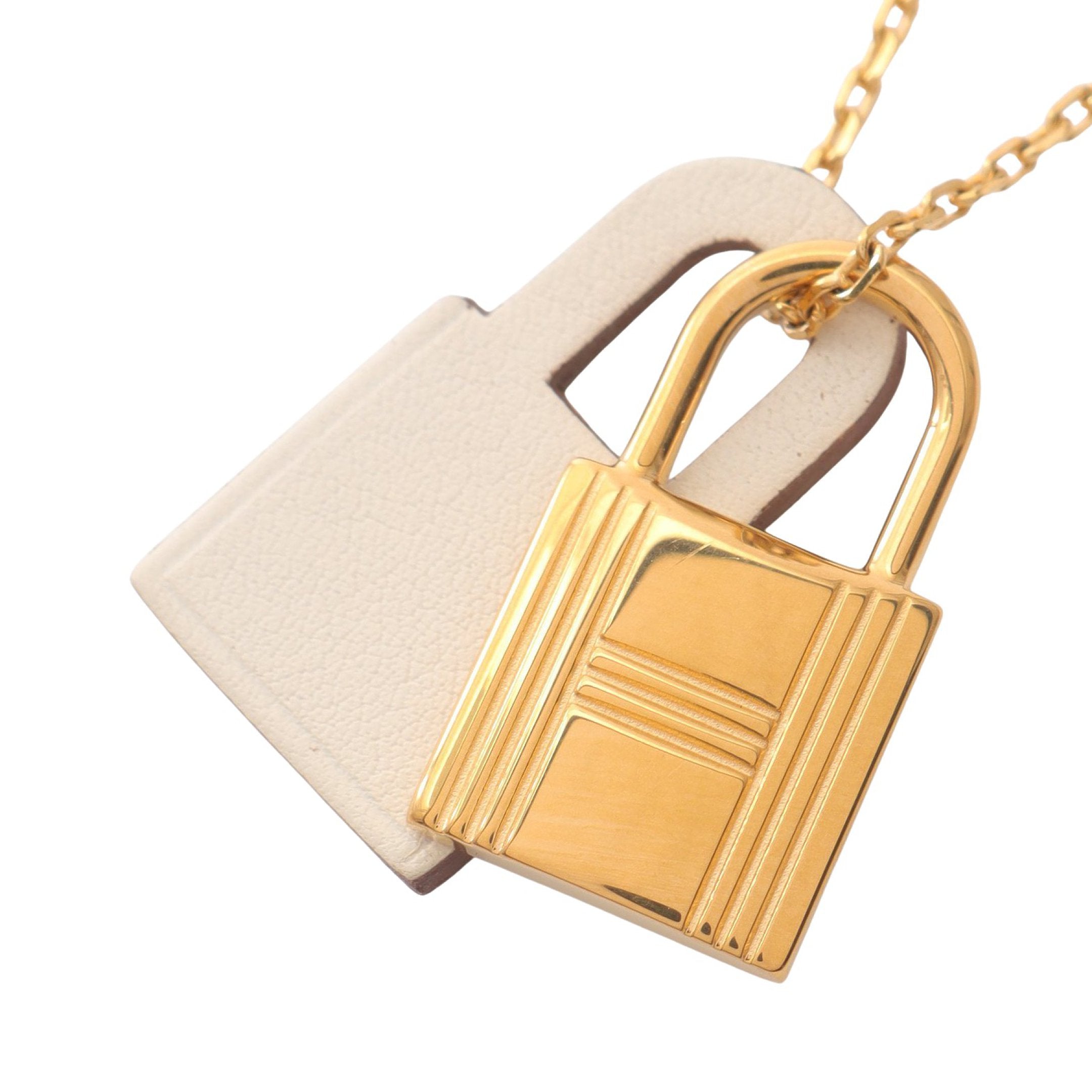 オーケリー ネックレス GP レザー ゴールド アイボリー Z刻印 エルメス