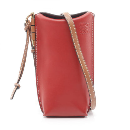GATE POCKET ゲートポケット ショルダーバッグ レザー レッド ライトブラウン ロエベ バッグ LOEWE