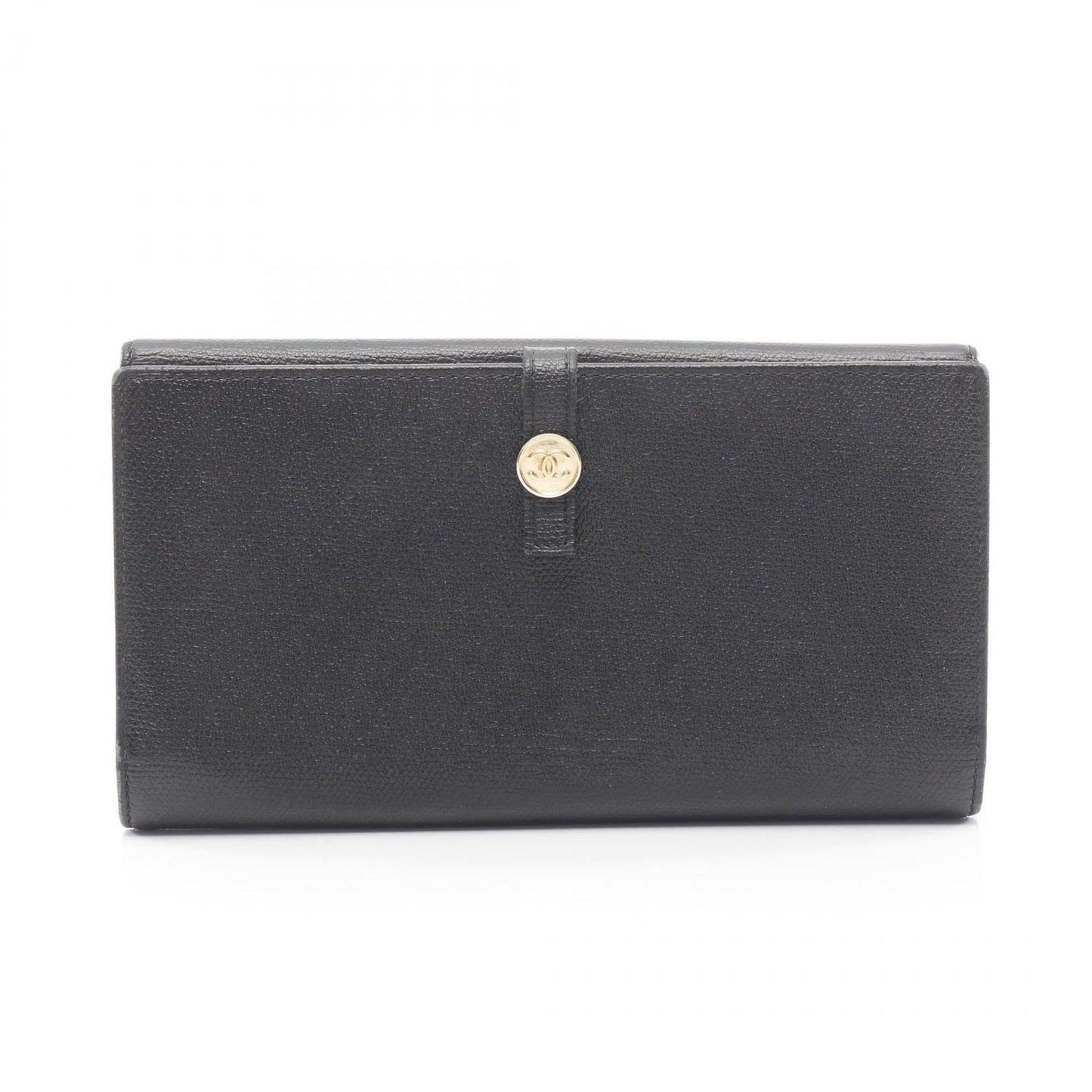 ココボタン 二つ折り長財布 Wホック財布 レザー ブラック ゴールド金具 シャネル 財布・小物 CHANEL