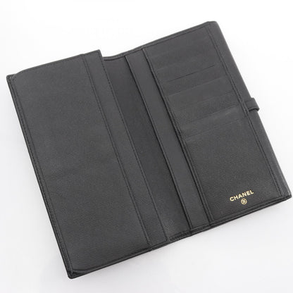 ココボタン 二つ折り長財布 Wホック財布 レザー ブラック ゴールド金具 シャネル 財布・小物 CHANEL
