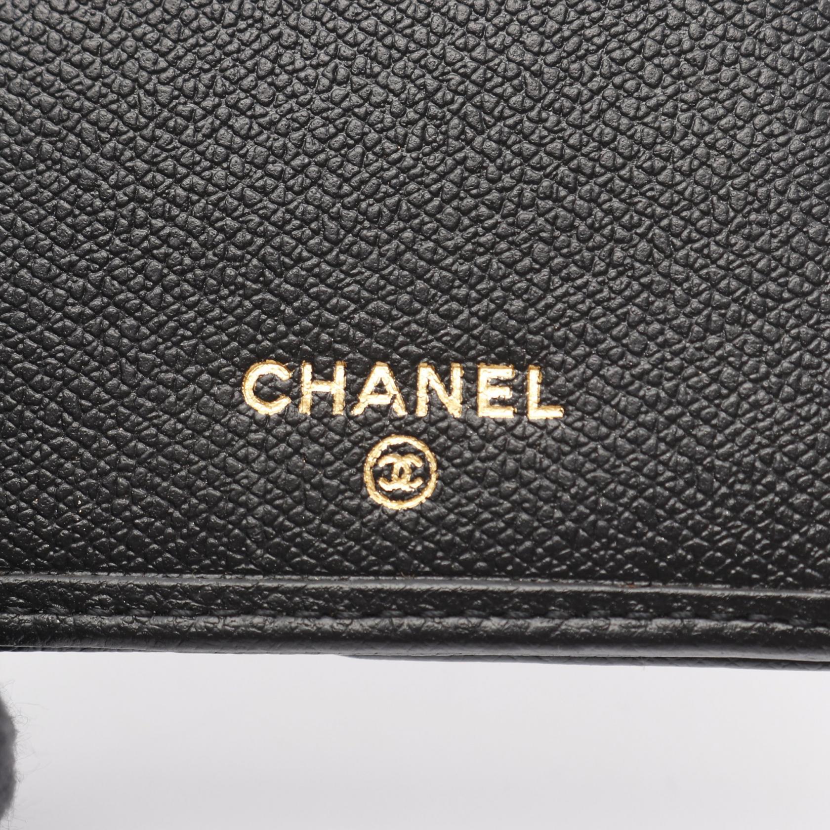 ココボタン 二つ折り長財布 Wホック財布 レザー ブラック ゴールド金具 シャネル 財布・小物 CHANEL