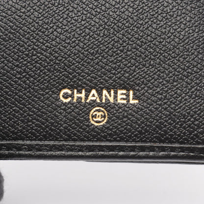 ココボタン 二つ折り長財布 Wホック財布 レザー ブラック ゴールド金具 シャネル 財布・小物 CHANEL
