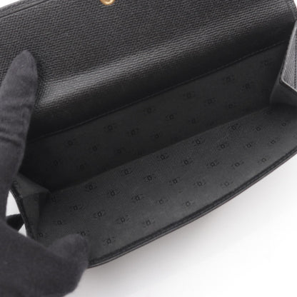 ココボタン 二つ折り長財布 Wホック財布 レザー ブラック ゴールド金具 シャネル 財布・小物 CHANEL