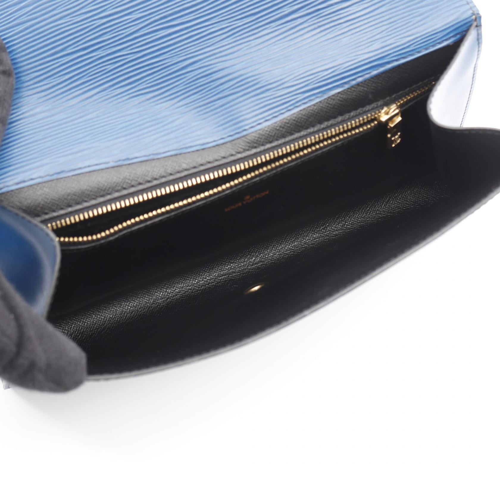 アールデコ エピ トレドブルー クラッチバッグ レザー ブルー ルイ