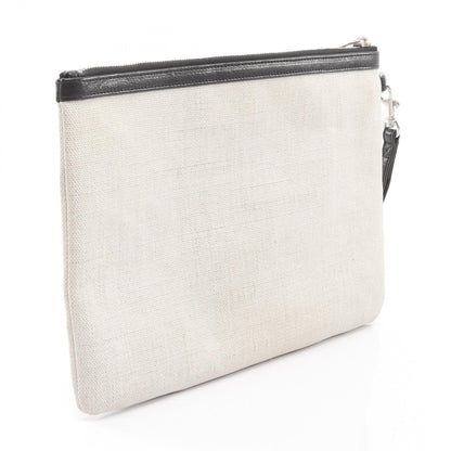 RIVE GAUCHE リヴ ゴーシュ クラッチバッグ キャンバス レザー アイボリー ブラック サンローランパリ バッグ SAINT LAURENT PARIS
