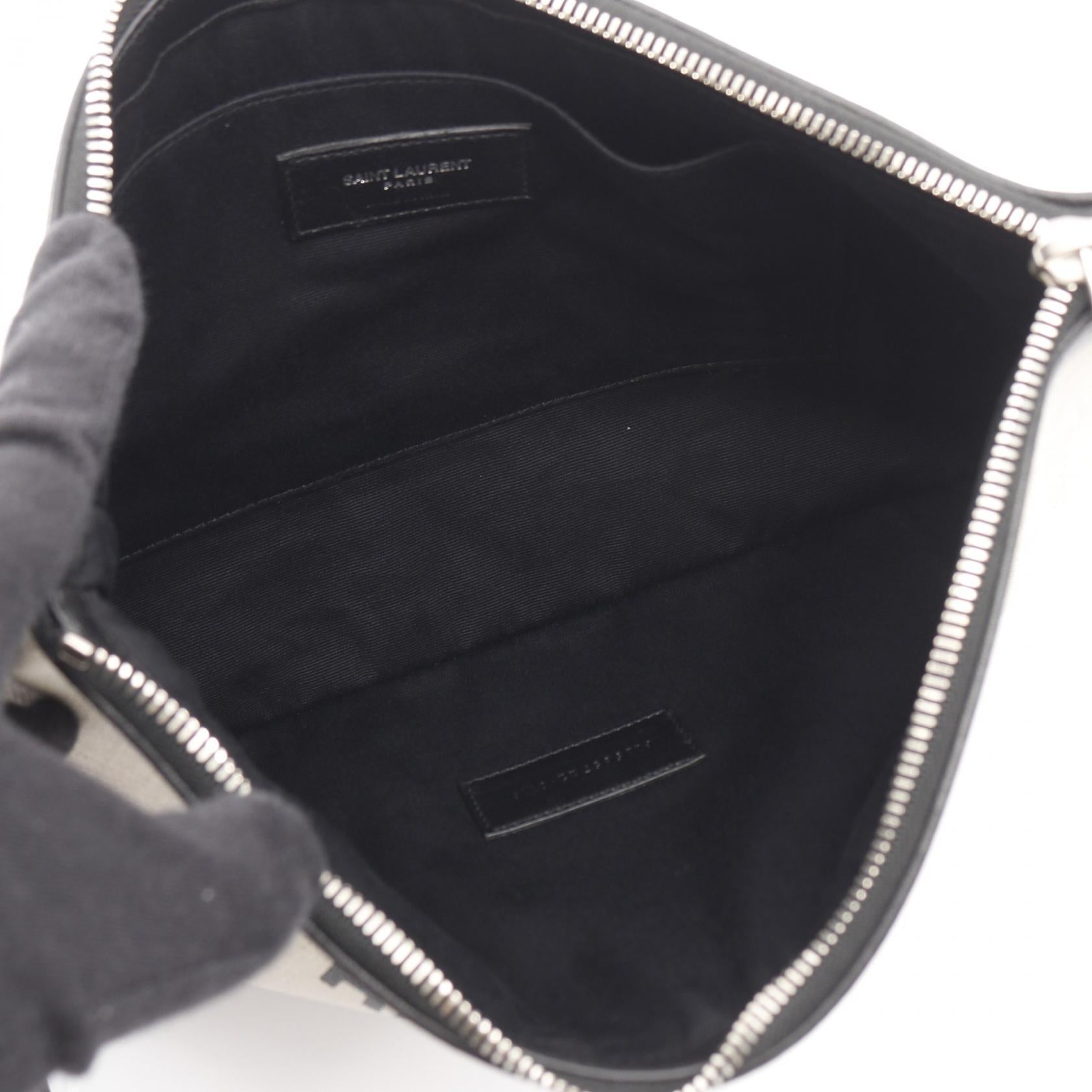 RIVE GAUCHE リヴ ゴーシュ クラッチバッグ キャンバス レザー アイボリー ブラック サンローランパリ バッグ SAINT LAURENT PARIS
