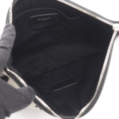 RIVE GAUCHE リヴ ゴーシュ クラッチバッグ キャンバス レザー アイボリー ブラック サンローランパリ バッグ SAINT LAURENT PARIS