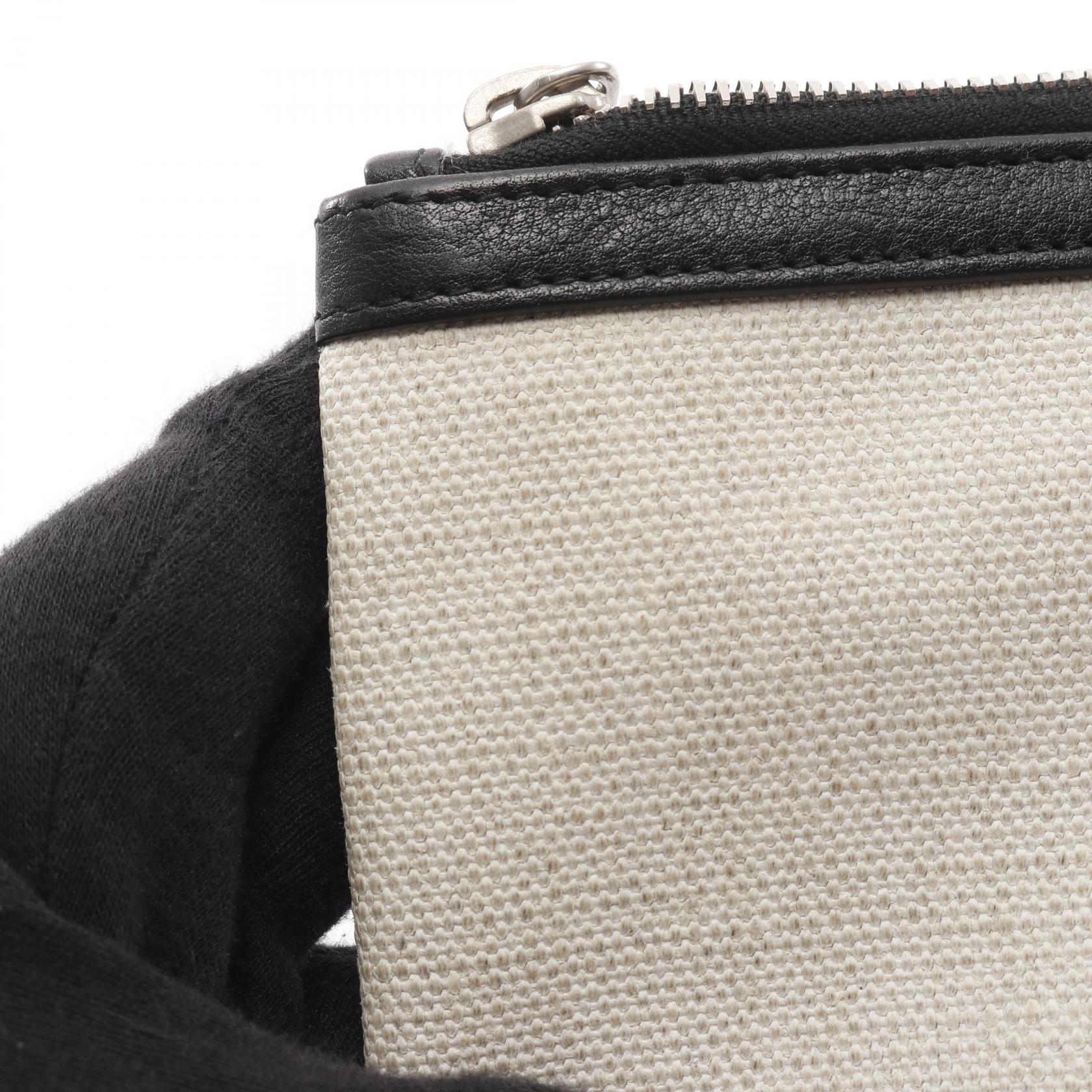 RIVE GAUCHE リヴ ゴーシュ クラッチバッグ キャンバス レザー アイボリー ブラック サンローランパリ バッグ SAINT LAURENT PARIS