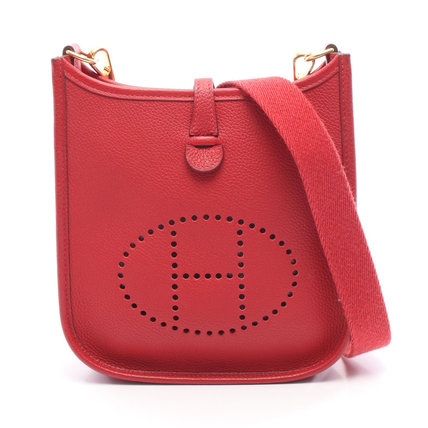 エヴリンTPM ルージュクー ショルダーバッグ トリヨンクレマンス レッド ゴールド金具 D刻印 エルメス バッグ HERMES