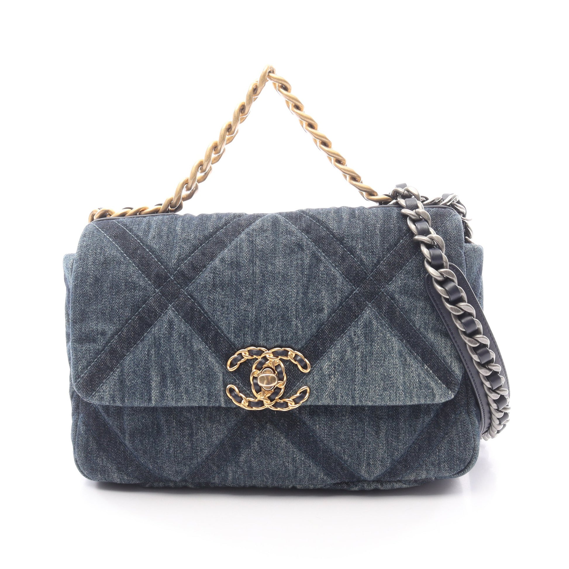 19 ディズヌフ マトラッセ チェーンショルダーバッグ デニム インディゴブルー コンビ金具 2WAY シャネル バッグ CHANEL