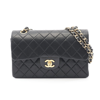 マトラッセ Wフラップ Wチェーンショルダーバッグ ラムスキン ブラック ゴールド金具 シャネル バッグ CHANEL