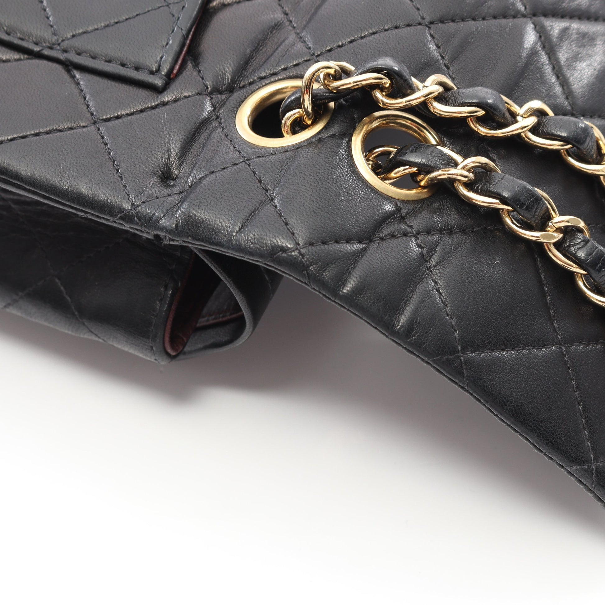 マトラッセ Wフラップ Wチェーンショルダーバッグ ラムスキン ブラック ゴールド金具 シャネル バッグ CHANEL