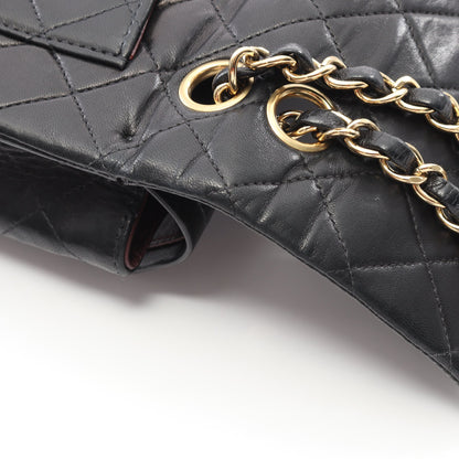 マトラッセ Wフラップ Wチェーンショルダーバッグ ラムスキン ブラック ゴールド金具 シャネル バッグ CHANEL