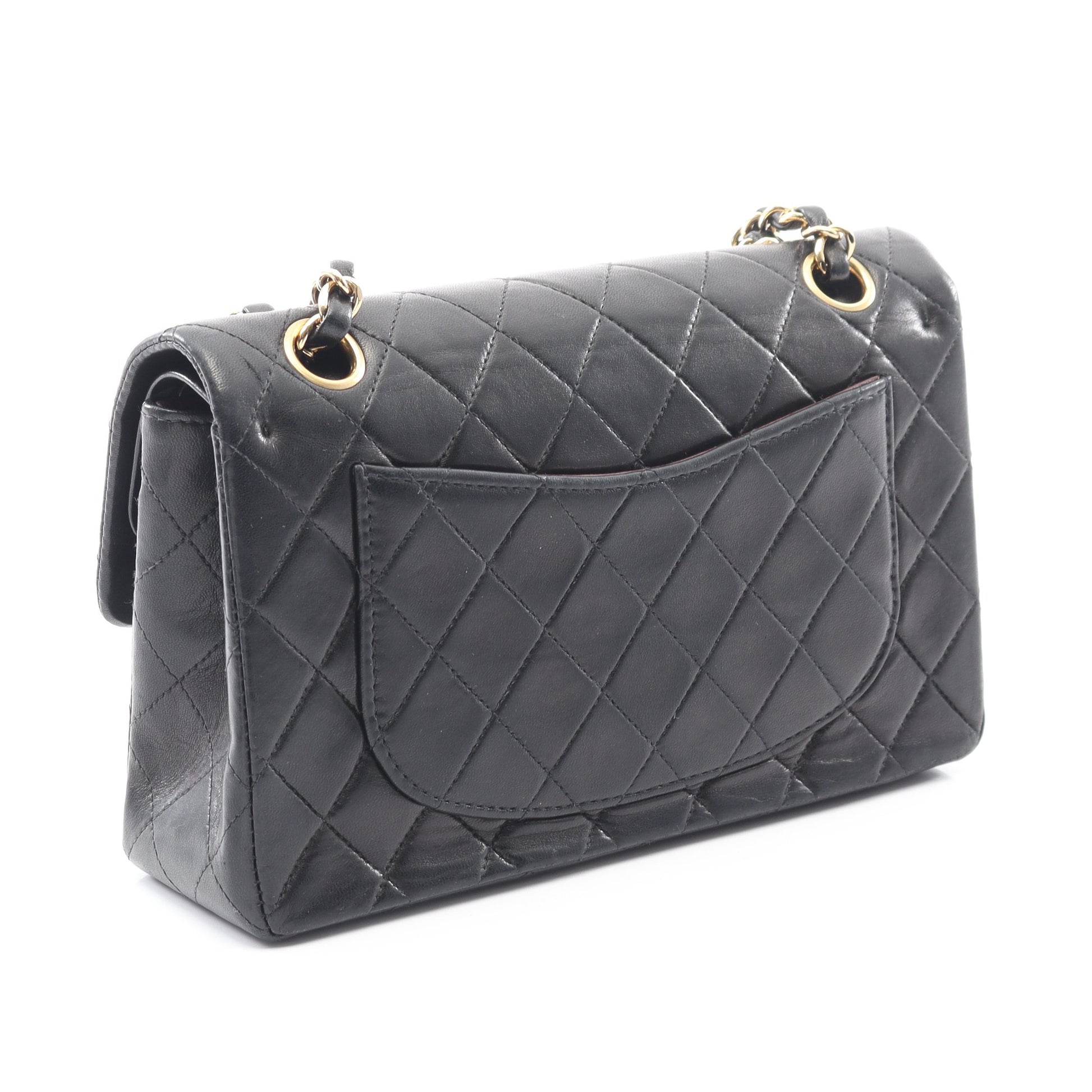 マトラッセ Wフラップ Wチェーンショルダーバッグ ラムスキン ブラック ゴールド金具 シャネル バッグ CHANEL
