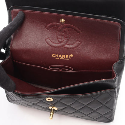 マトラッセ Wフラップ Wチェーンショルダーバッグ ラムスキン ブラック ゴールド金具 シャネル バッグ CHANEL