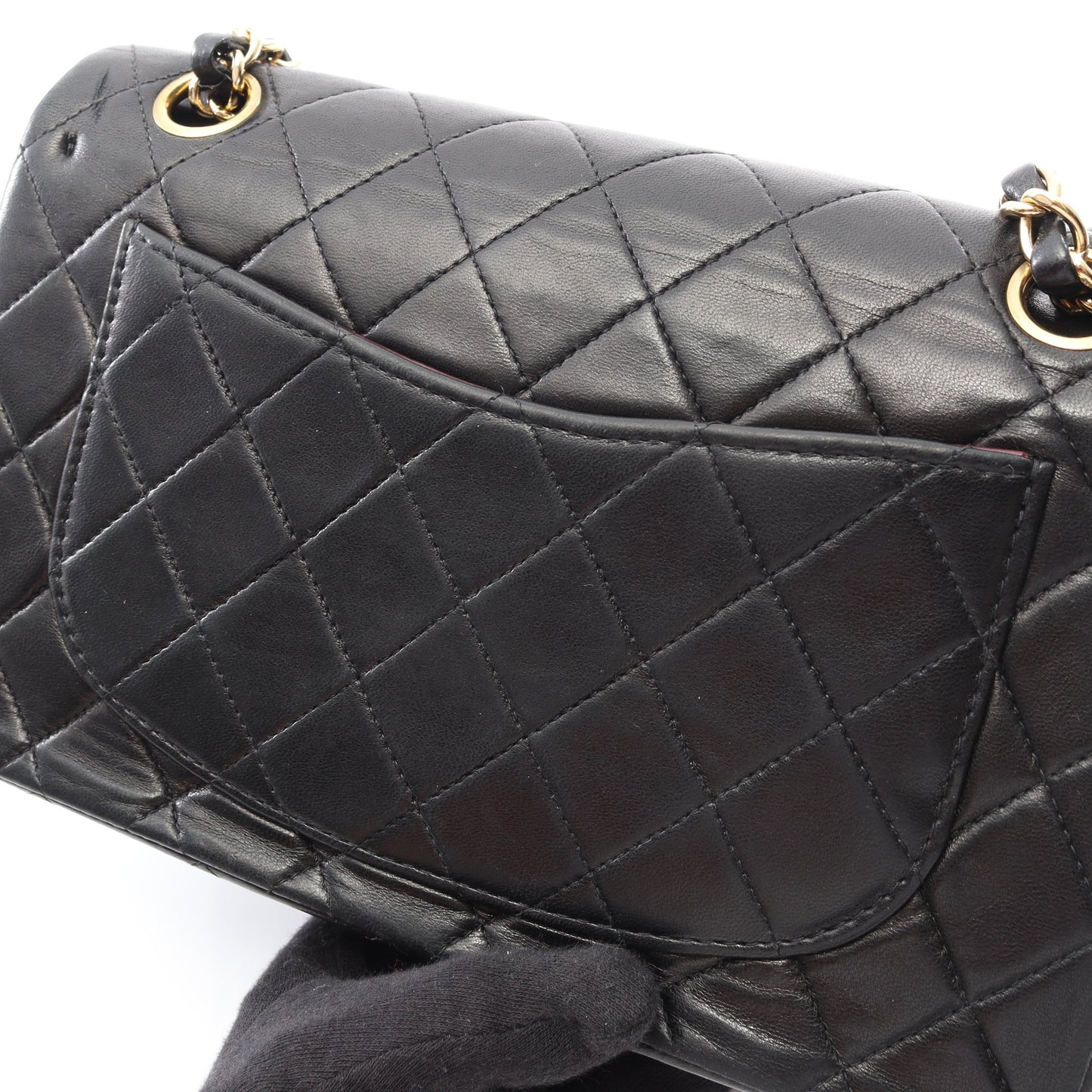 マトラッセ Wフラップ Wチェーンショルダーバッグ ラムスキン ブラック ゴールド金具 シャネル バッグ CHANEL