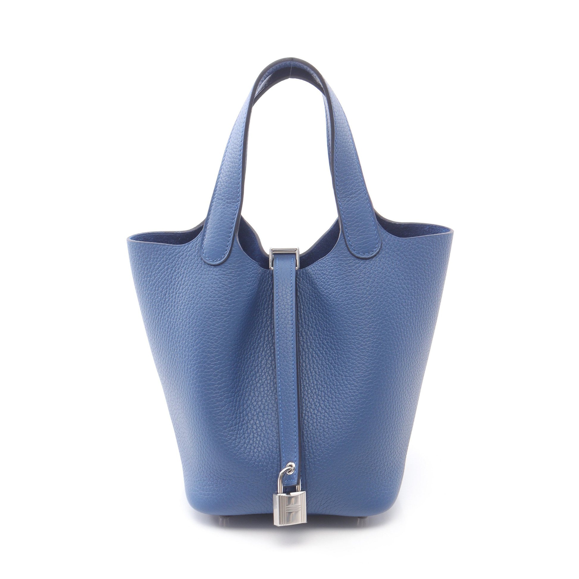 ピコタンロックPM ブルータイ ハンドバッグ トリヨンクレマンス ブルー シルバー金具 K刻印 エルメス バッグ HERMES