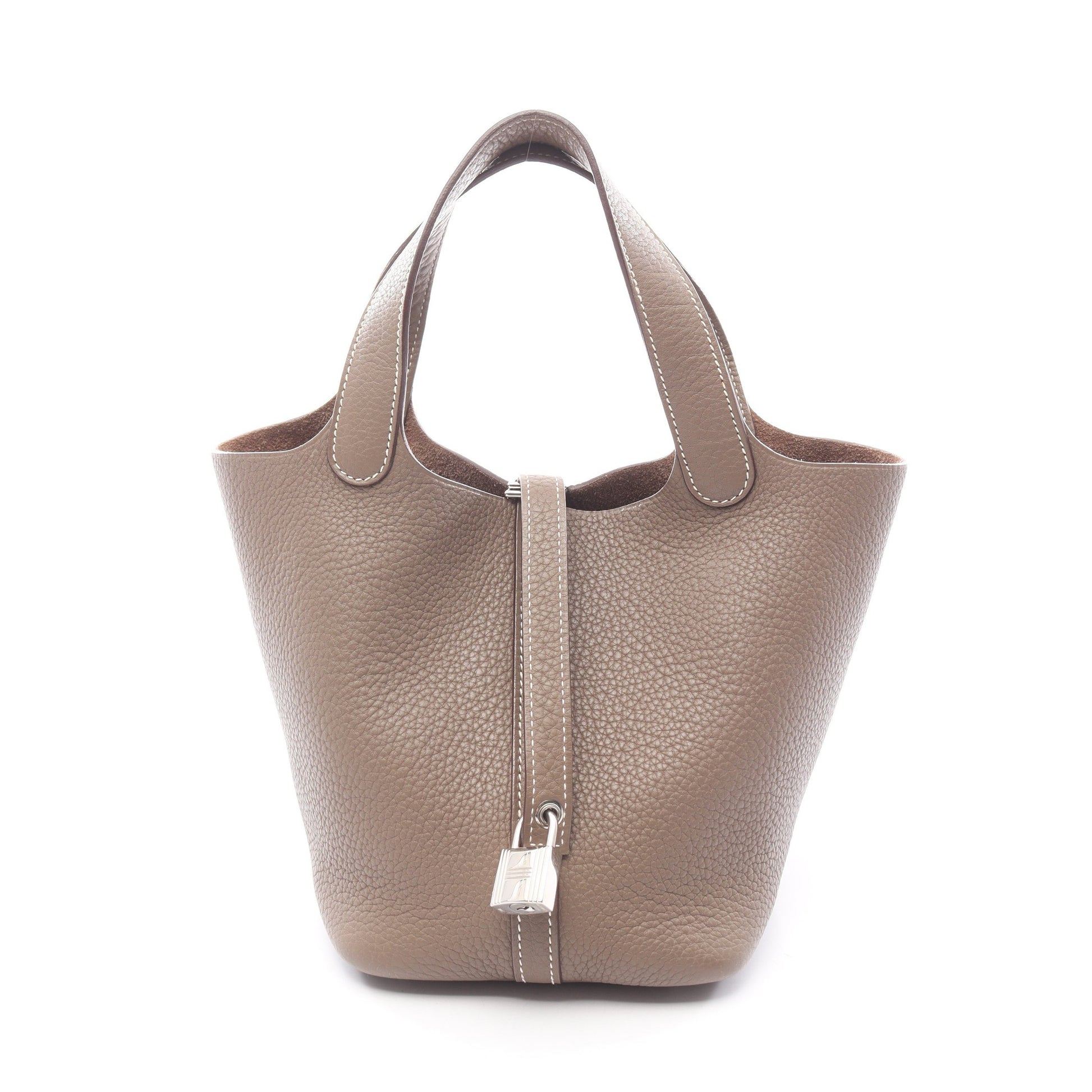 ピコタンロックPM エトゥープ ハンドバッグ トリヨンクレマンス グレーブラウン シルバー金具 □L刻印 エルメス バッグ HERMES