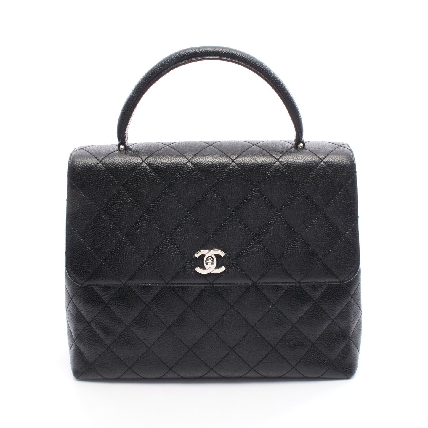 マトラッセ ハンドバッグ キャビアスキン ブラック シルバー金具 シャネル バッグ CHANEL