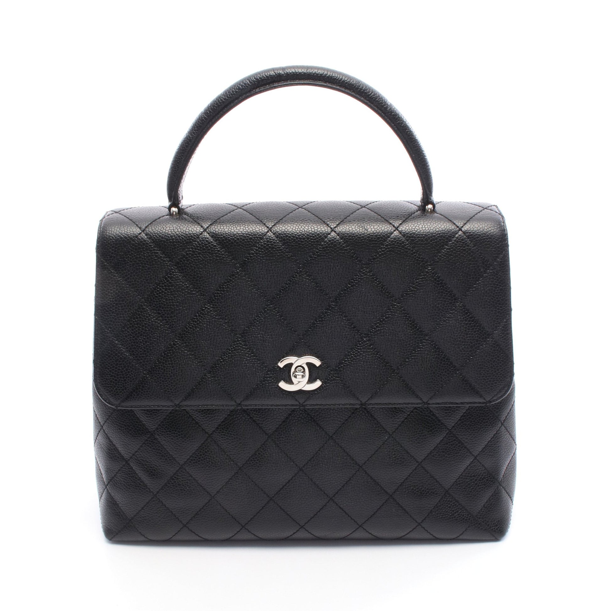 マトラッセ ハンドバッグ キャビアスキン ブラック シルバー金具 シャネル バッグ CHANEL