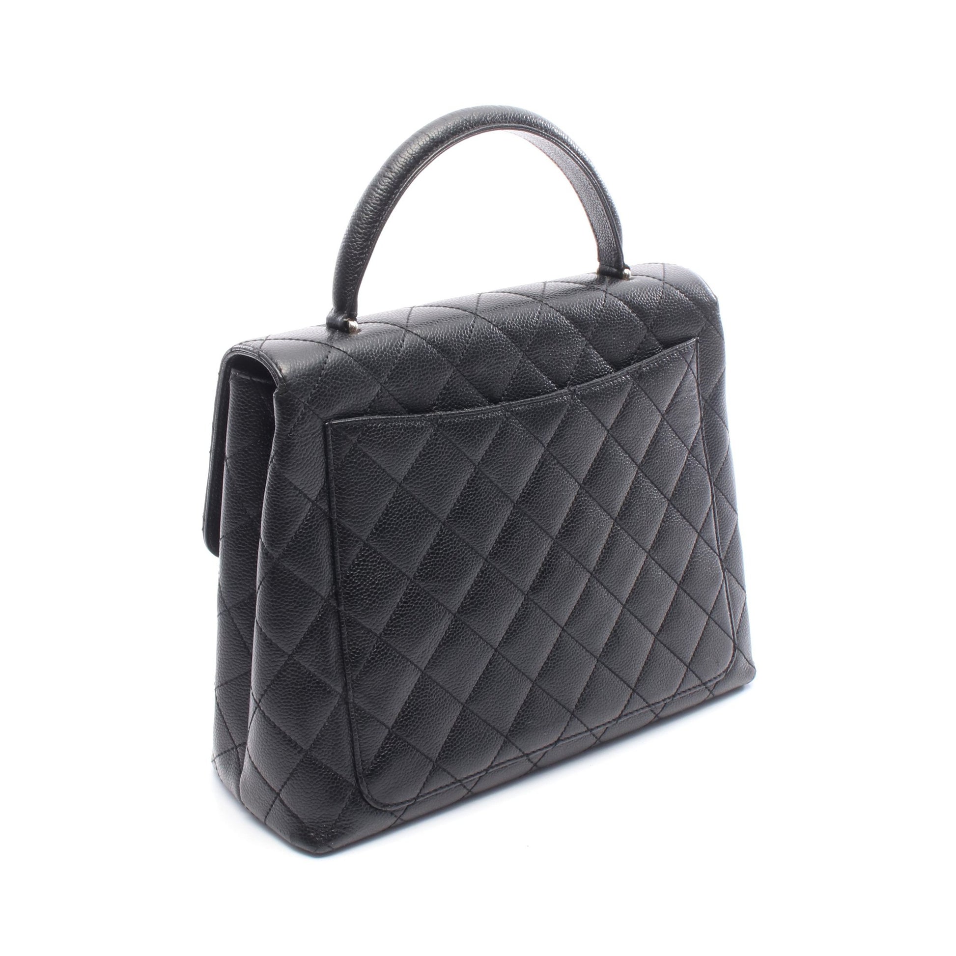 マトラッセ ハンドバッグ キャビアスキン ブラック シルバー金具 シャネル バッグ CHANEL