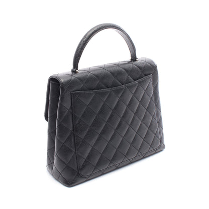 マトラッセ ハンドバッグ キャビアスキン ブラック シルバー金具 シャネル バッグ CHANEL
