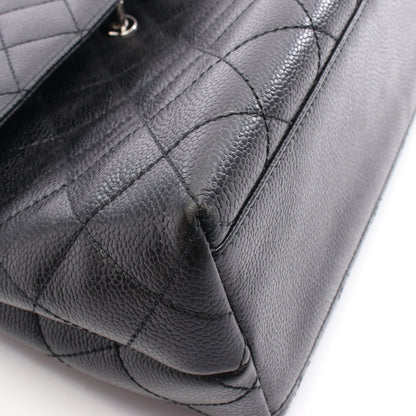 マトラッセ ハンドバッグ キャビアスキン ブラック シルバー金具 シャネル バッグ CHANEL