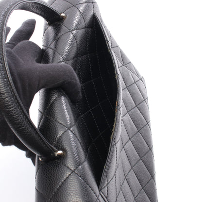 マトラッセ ハンドバッグ キャビアスキン ブラック シルバー金具 シャネル バッグ CHANEL