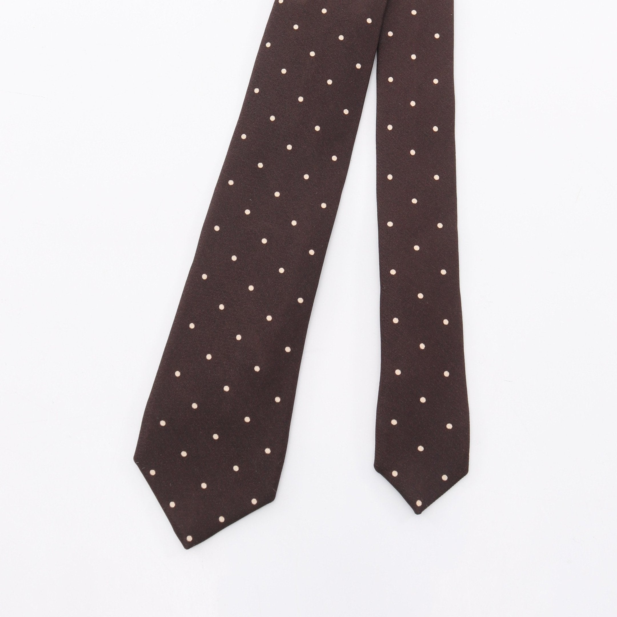 セリーヌ CELINE ブラウン ドット柄 ナロー細幅 ネクタイ セリーヌ CELINE ブラウン ドット柄 ナロー細幅 ネクタイ セリーヌ