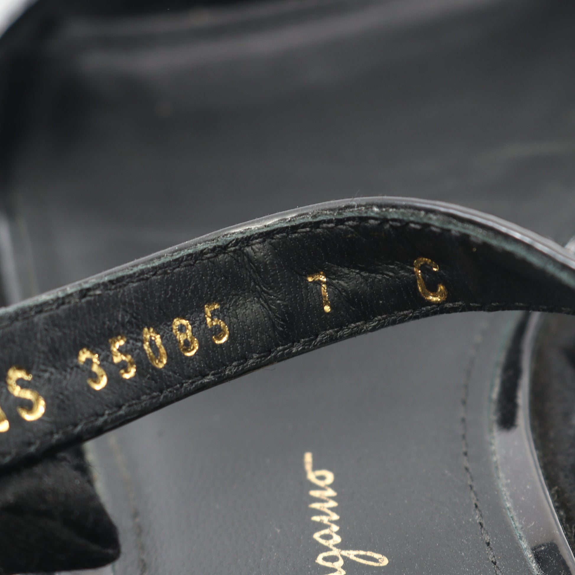 サンダル エナメルレザー ブラック ウェッジソール サルヴァトーレフェラガモ シューズ Salvatore Ferragamo