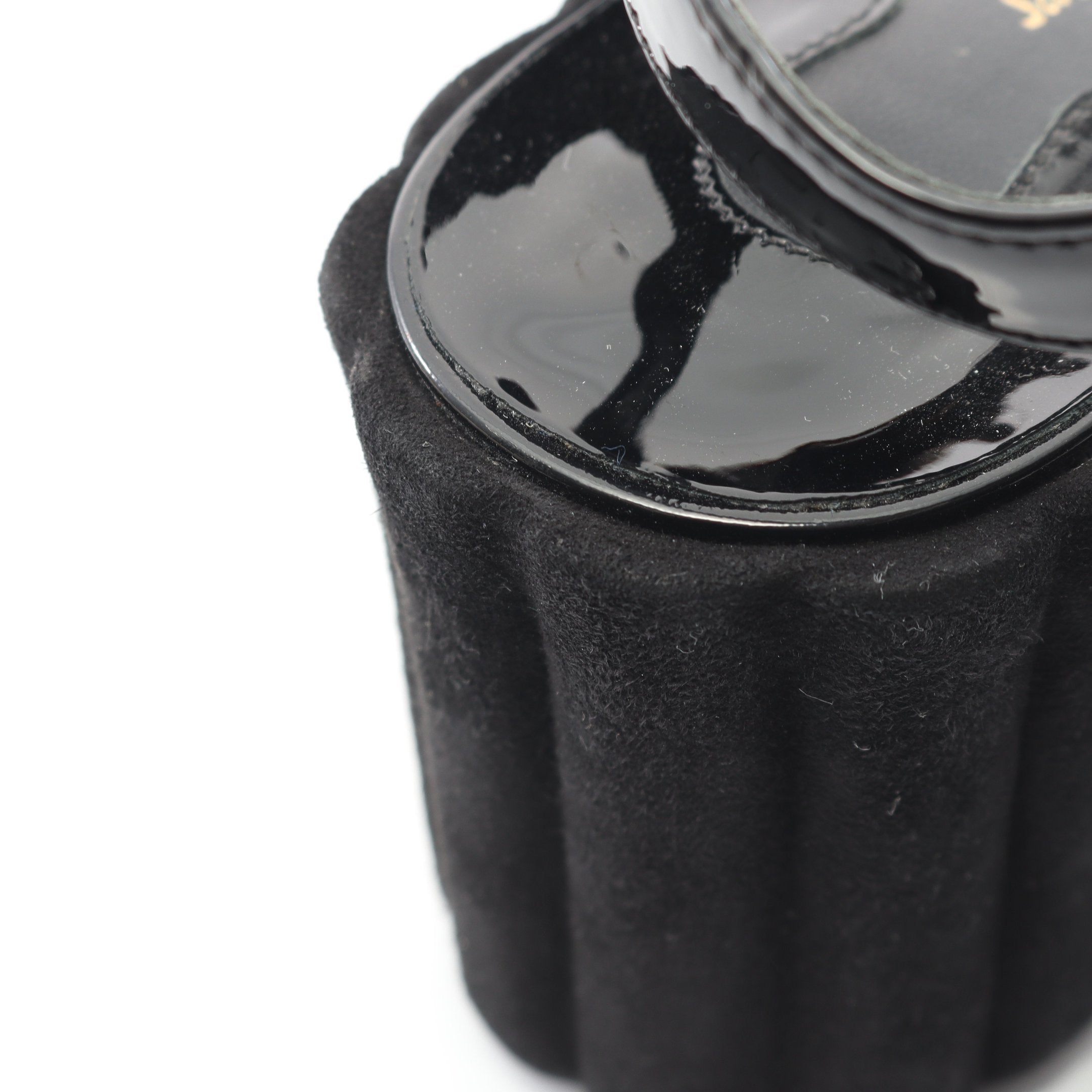 サンダル エナメルレザー ブラック ウェッジソール サルヴァトーレ