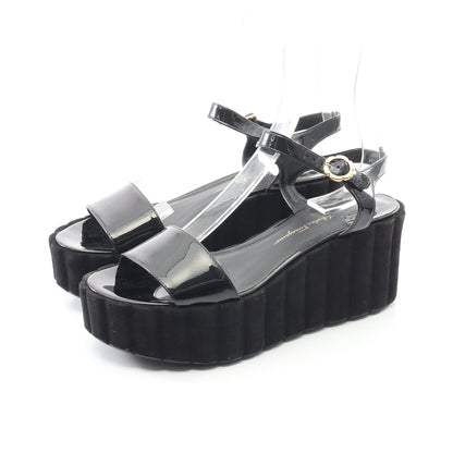サンダル エナメルレザー ブラック ウェッジソール サルヴァトーレフェラガモ シューズ Salvatore Ferragamo