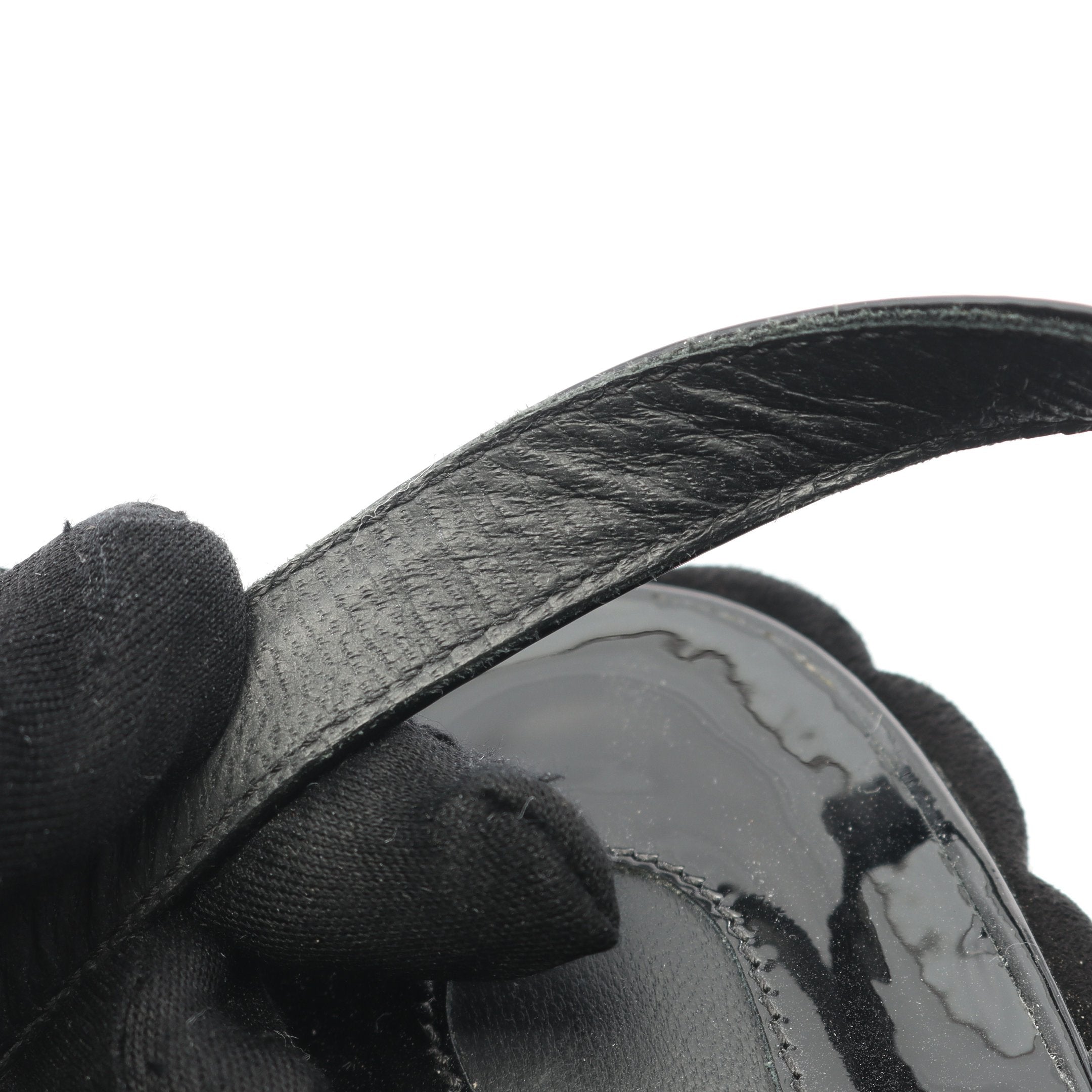 サンダル エナメルレザー ブラック ウェッジソール サルヴァトーレ