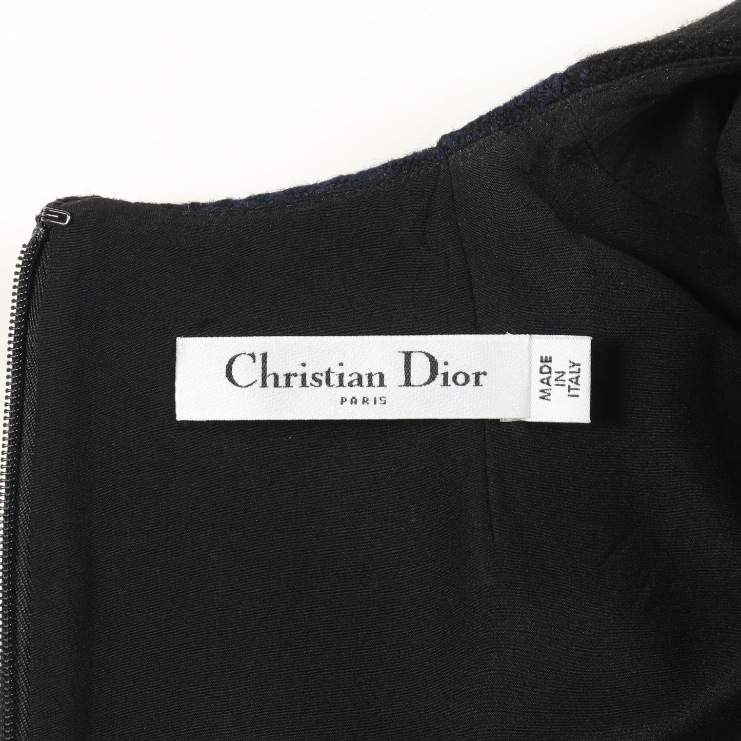 ワンピース ノースリーブ チェック ウール ネイビー ブラック クリスチャンディオール ワンピース Christian Dior