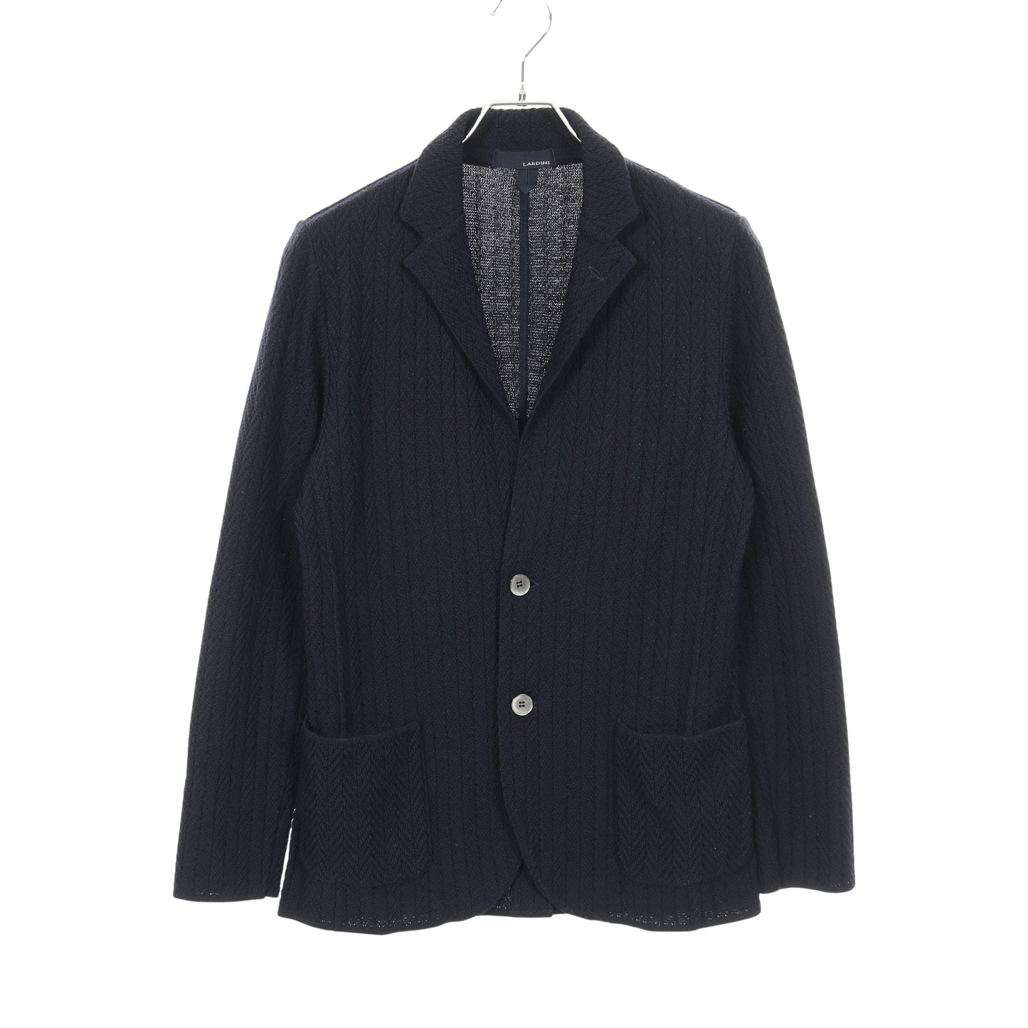 ニット テーラードジャケット ヘリンボーン ウール ネイビー ラルディーニ アウター LARDINI