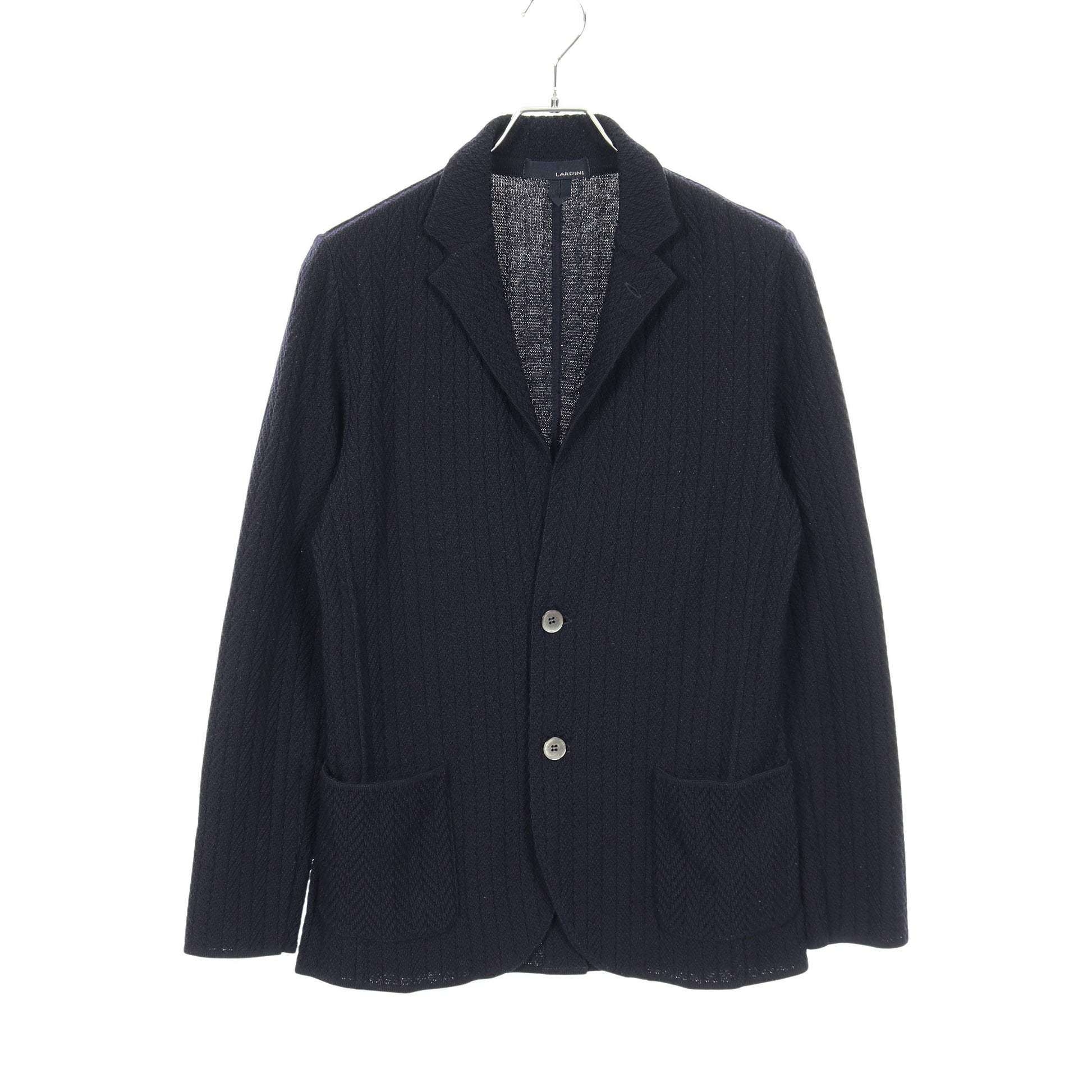 ニット テーラードジャケット ヘリンボーン ウール ネイビー ラルディーニ アウター LARDINI