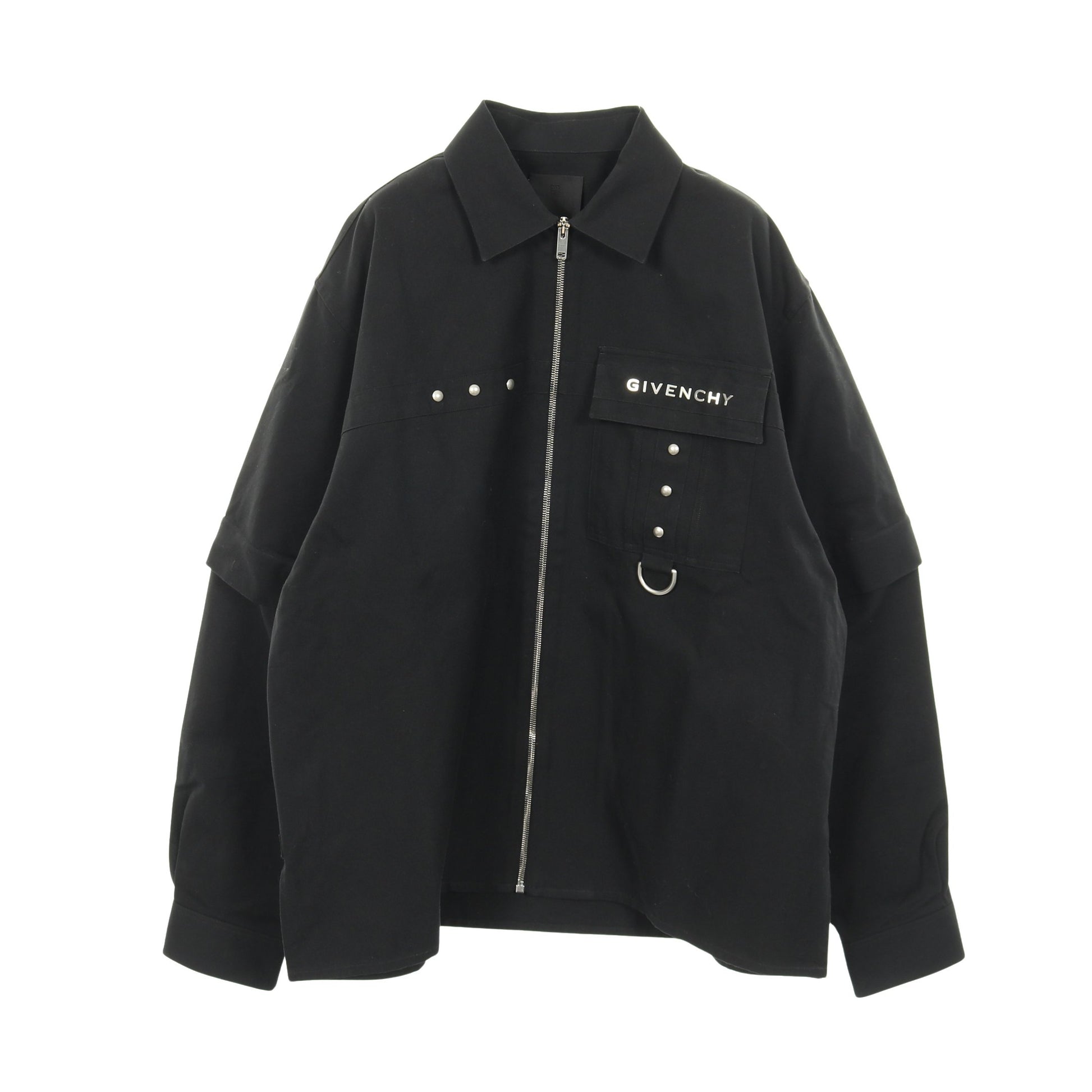 メタルディテール ジップアップ シャツ コットン ブラック ジバンシィ トップス GIVENCHY
