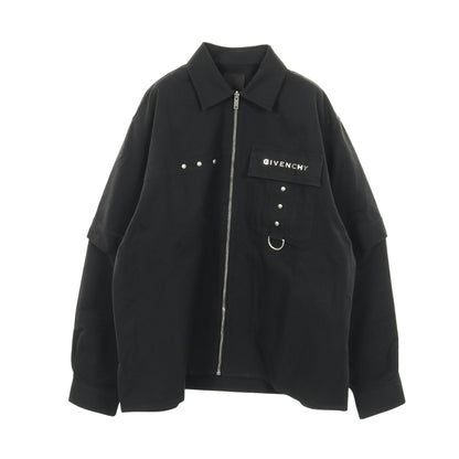 メタルディテール ジップアップ シャツ コットン ブラック ジバンシィ トップス GIVENCHY