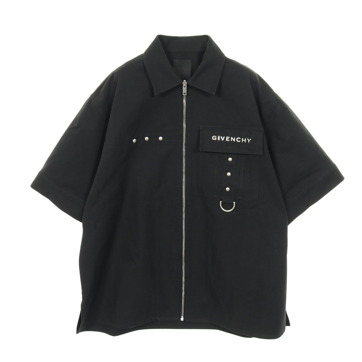 メタルディテール ジップアップ シャツ コットン ブラック ジバンシィ トップス GIVENCHY