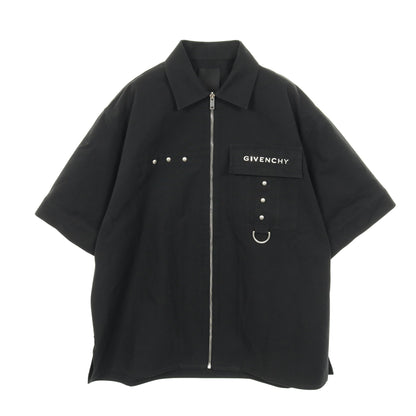 メタルディテール ジップアップ シャツ コットン ブラック ジバンシィ トップス GIVENCHY