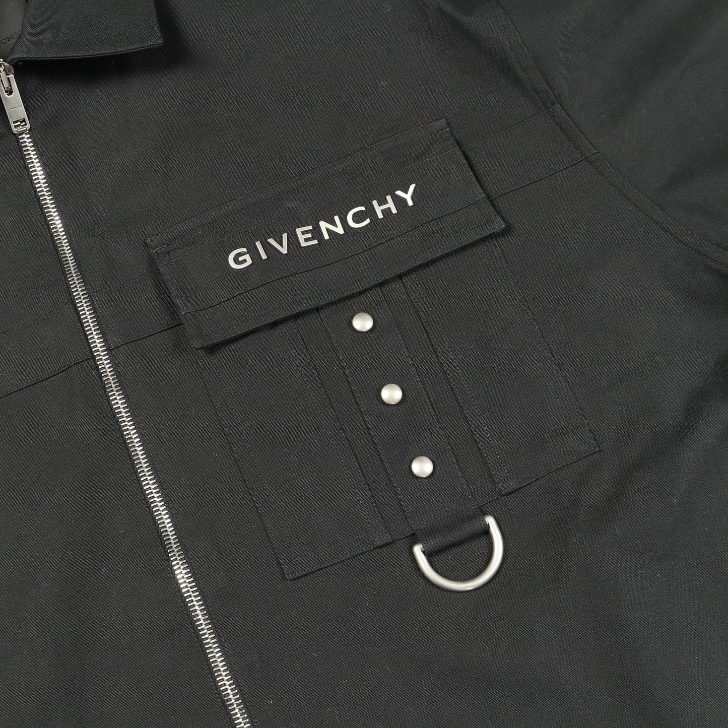 メタルディテール ジップアップ シャツ コットン ブラック ジバンシィ トップス GIVENCHY